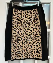 Neiman Marcus Designer Knit Pull On Sweater Leopard  Print Pencil Skirt Size XL