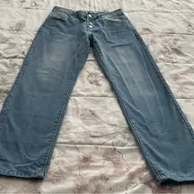 Misslook Y2K light wash blue button fly high rise bootcut jeans, size S Western