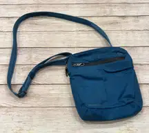Travelon Teal Blue Nylon RFID Shielded Pocket Crossbody Bag
