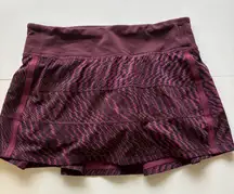 Lululemon Athletic Skirt Women's Size 6 Burgundy Black Print Built In Shorts