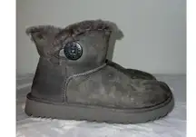 UGG Mini Bailey Button Gray Short ankle Boots 9