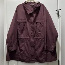 Woman within maroon button down fall jacket new size 4X