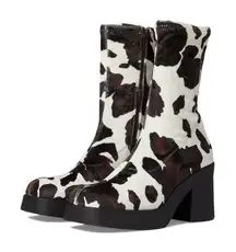 Steve Madden Klayton Brown & White Cow Hide Print Platform boots