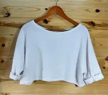 Caution to the Wind Women's Size Large White Cropped Knit Blouse  3/4 Sleeve Cas