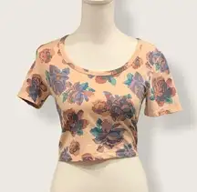 Light Pink  Multi Floral Crop Top- Size Small