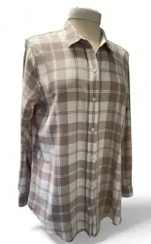 Banana Republic Brown and White Button Down Shirt