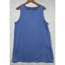 J Jill Fit Women’s Tank Top Lace Inset Blue Tunic Length Sz L