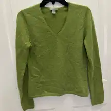 Geneva Cashmere Green V Neck Sweater