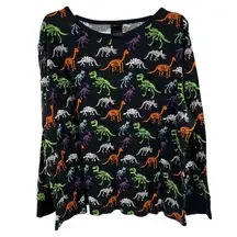 Hyde and Eek Dino skeleton long sleeve tee PJ top Halloween spooky casual plus