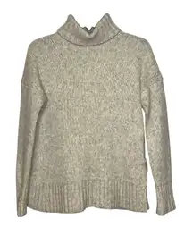 EVERLANE Alpaca Wool Blend Size Small Oatmeal Heathered Turtleneck Sweater