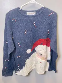 Heirloom Collectibles‎ Women's Santa Christmas Sweater Beaded Sequin Size Large