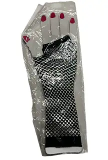 NWT Black Fishnet Gloves -Y2K Grunge Goth Punk Cyber Clubwear Festival Accessory