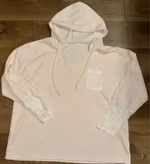 Women's Black Waffle Knit Hooded Long Sleeve Knit Top Size XXLarge  