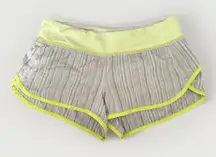 Lululemon Speed Up Mid-Rise Shorts 2.5" Sz 6 Black White Yellow Band Women's