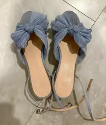 Loeffler Randall Camellia Bow Heels Blue Pleated