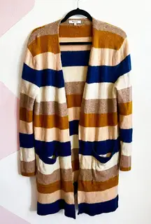 Madewell Kent Stripe Longline Open Cardigan Alpaca Wool Blend Multicolor Medium