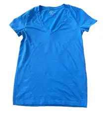 NWOT J.Crew Size Small Slub Cotton V-Neck Shirt Tee Blue Short‎ Sleeve Causal