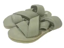 Hunter Womens Size 7 Green Elastic Crossover Slide Sandal Slip On