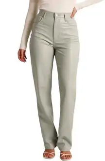 Abercrombie 90s Straight Ultra High Rise Faux Leather Pastel Mint Green Pants 0