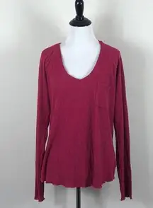 Make Model Sweater Ribbed Red V Neck