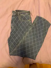 Patterned High Rise Jeans