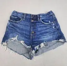 Abercrombie & Fitch Jean Shorts 28/6 Blue High Rise Mom Cutoff Button Fly