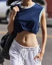 #87 NWT Free People Don't Sweat It Muscle Tank in Midnight Navy