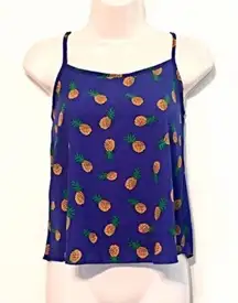 Awesome pineapple tank top pullover blue yellow size small