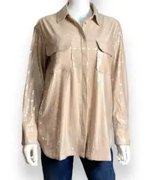 Stunning Rachel Zoe Sequin Top Beige/Blush Women’s Size Small Button Down