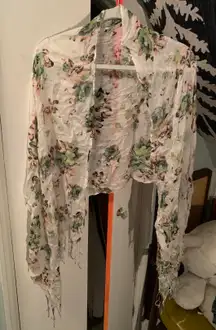 White/cream Floral Scarf / Shawl