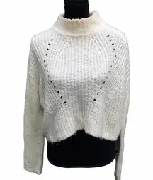 UNIF White Knit Turtleneck Cropped Sweater L