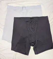 Skims Women's Ribbed Cotton Boxers Set Of 2 L + XL Black/Green Grey