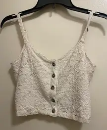 Aeropostale Womens White Lace Cami Crop Tank Top M Medium Bust 34” Button Up