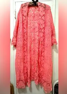 MIGUELINA Revolve Pink Scalloped Lace Crochet Pink Cover Up Small Beach Resort