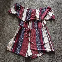 Rue21 boho ruffle top off shoulder Romper size large