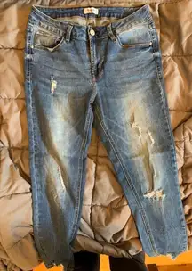 Ripped Ankle Crop Skinny Jeans