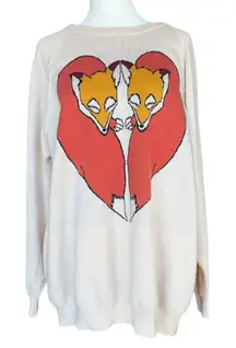 Cooperative Oversized Fox Love Cream Sweater Sz S‎