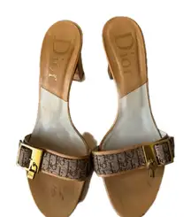 Vintage Lock and Key Monogramed  Christian Dior Women's Brown Heeled Shoes