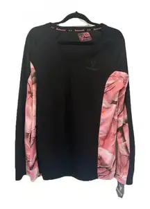 Huntworth Oak Tree Pink Camo Pull Over Black‎ Jacket Women's Size XL