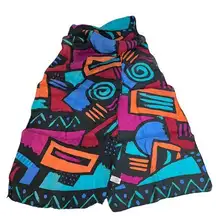 Vintage 100% Silk Rectangle Scarf Retro 90’s Print Preppy Chic Groovy Colorful