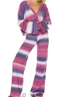 Ramona pink, purple, white lounge pants. Wide leg lounge pant L