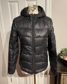 Miss Sixty ULTRA LIGHT WEIGHT PACKABLE Down water fowl feathers Whimsgoth Rave Moto riding Biker Skater Hoodie Zip puffy varsity rain wind winter snow High quality outdoor hiking heavy duty well made Vintage Y2k whimsy minimalist utility Bomber crop