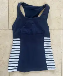 Tangerine  Like New Dark Navy Blue Striped Racerback Tank Sz Small