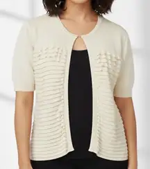 J. CREW Cream Tiered Ruffle Open Front Cardigan Top