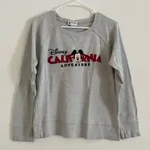 VTG Disney Parks California Adventure Mickey Mouse Logo Gray Long Sleeve Shirt M