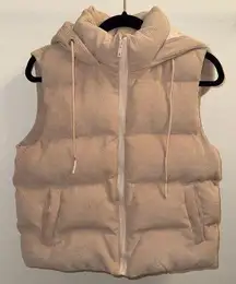 Peach puffer vest with hood