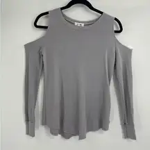 Lna Thermal Grey Spandex Modal Long Sleeve Off The Cold Shoulder Size Xs