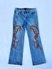 Willi‎ Smith Women's Flare Embroidered Jeans |Size 12