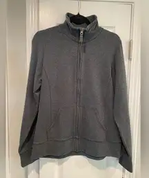 L.L. Bean Size M Full Zip Mock Neck Cotton Stretch Dark Gray Sweatshirt Jacket