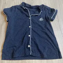 Ralph Lauren Navy and White Polka Dot Shirt